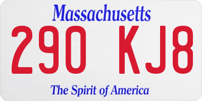 MA license plate 290KJ8