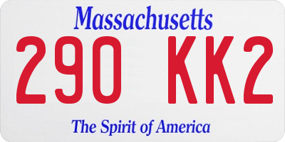 MA license plate 290KK2