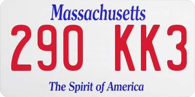 MA license plate 290KK3