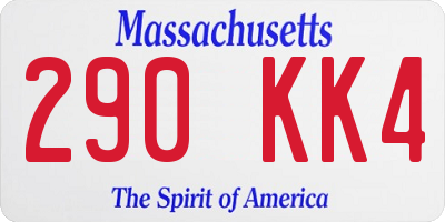 MA license plate 290KK4
