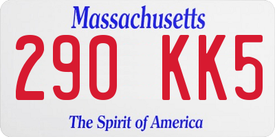 MA license plate 290KK5