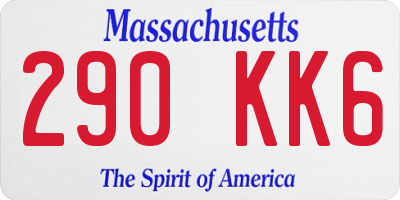 MA license plate 290KK6