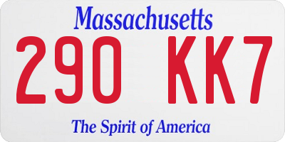 MA license plate 290KK7