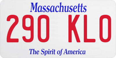 MA license plate 290KL0