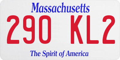 MA license plate 290KL2