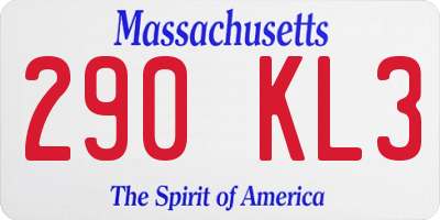 MA license plate 290KL3