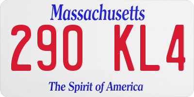 MA license plate 290KL4