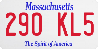 MA license plate 290KL5
