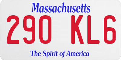 MA license plate 290KL6