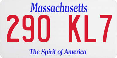 MA license plate 290KL7