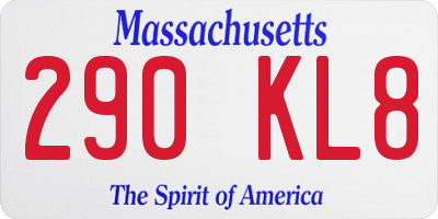MA license plate 290KL8