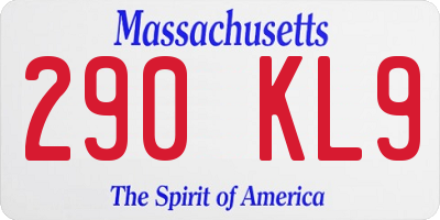 MA license plate 290KL9