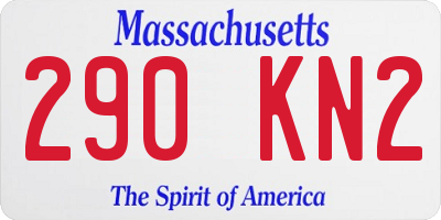 MA license plate 290KN2