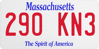 MA license plate 290KN3
