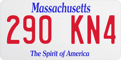 MA license plate 290KN4