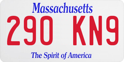 MA license plate 290KN9