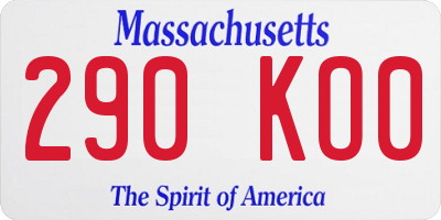 MA license plate 290KO0