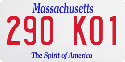 MA license plate 290KO1