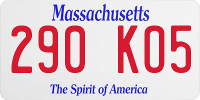 MA license plate 290KO5