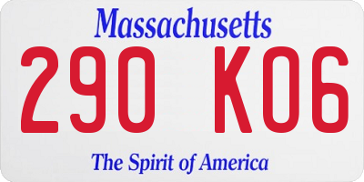 MA license plate 290KO6