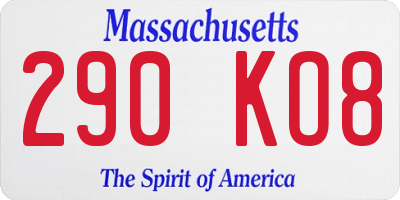 MA license plate 290KO8