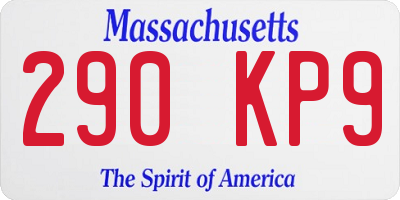 MA license plate 290KP9
