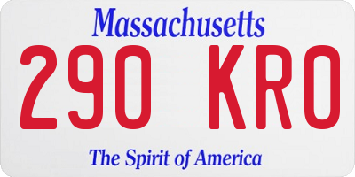 MA license plate 290KR0