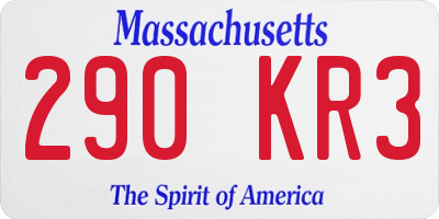MA license plate 290KR3