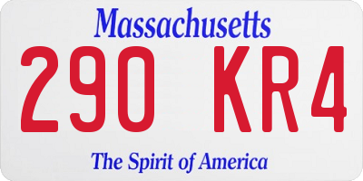 MA license plate 290KR4