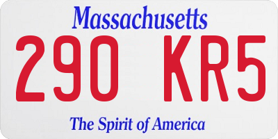MA license plate 290KR5