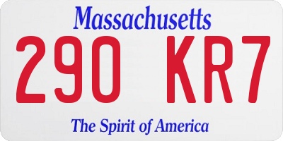 MA license plate 290KR7