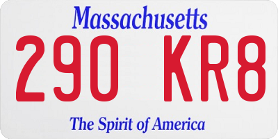 MA license plate 290KR8