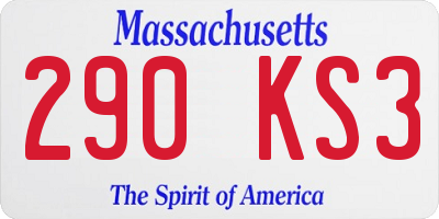 MA license plate 290KS3