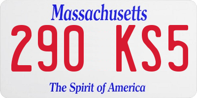 MA license plate 290KS5