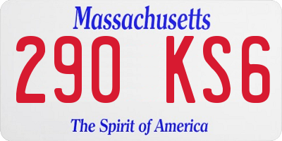 MA license plate 290KS6