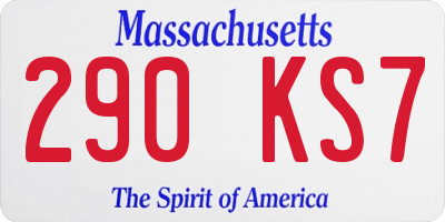 MA license plate 290KS7