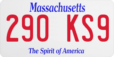 MA license plate 290KS9