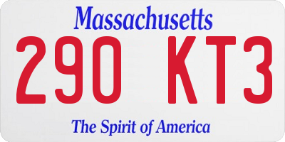 MA license plate 290KT3
