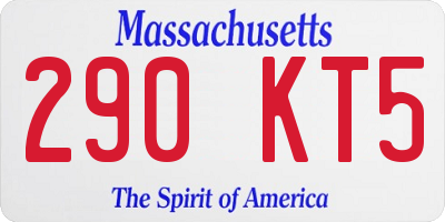 MA license plate 290KT5