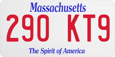 MA license plate 290KT9