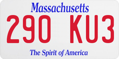 MA license plate 290KU3