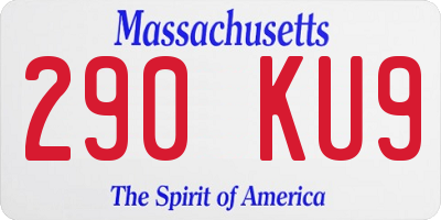 MA license plate 290KU9