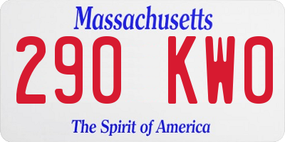 MA license plate 290KW0