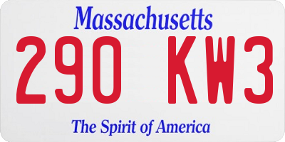 MA license plate 290KW3