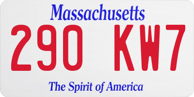 MA license plate 290KW7