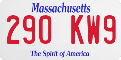 MA license plate 290KW9