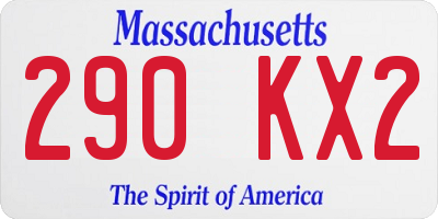 MA license plate 290KX2