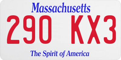 MA license plate 290KX3