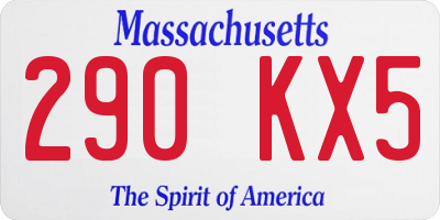 MA license plate 290KX5