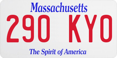 MA license plate 290KY0
